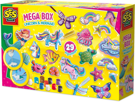Ses creative gieten en schilderen set - unicorn en zeemeermin mega box - voor meisjes vanaf 5 jaar - knutselen - sneldrogend - schoencadeautjes sinterklaas