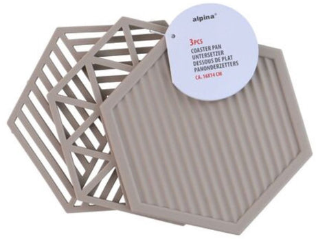 Alpina siliconen onderzetters voor glazen – 3 stuks – assorti kleur