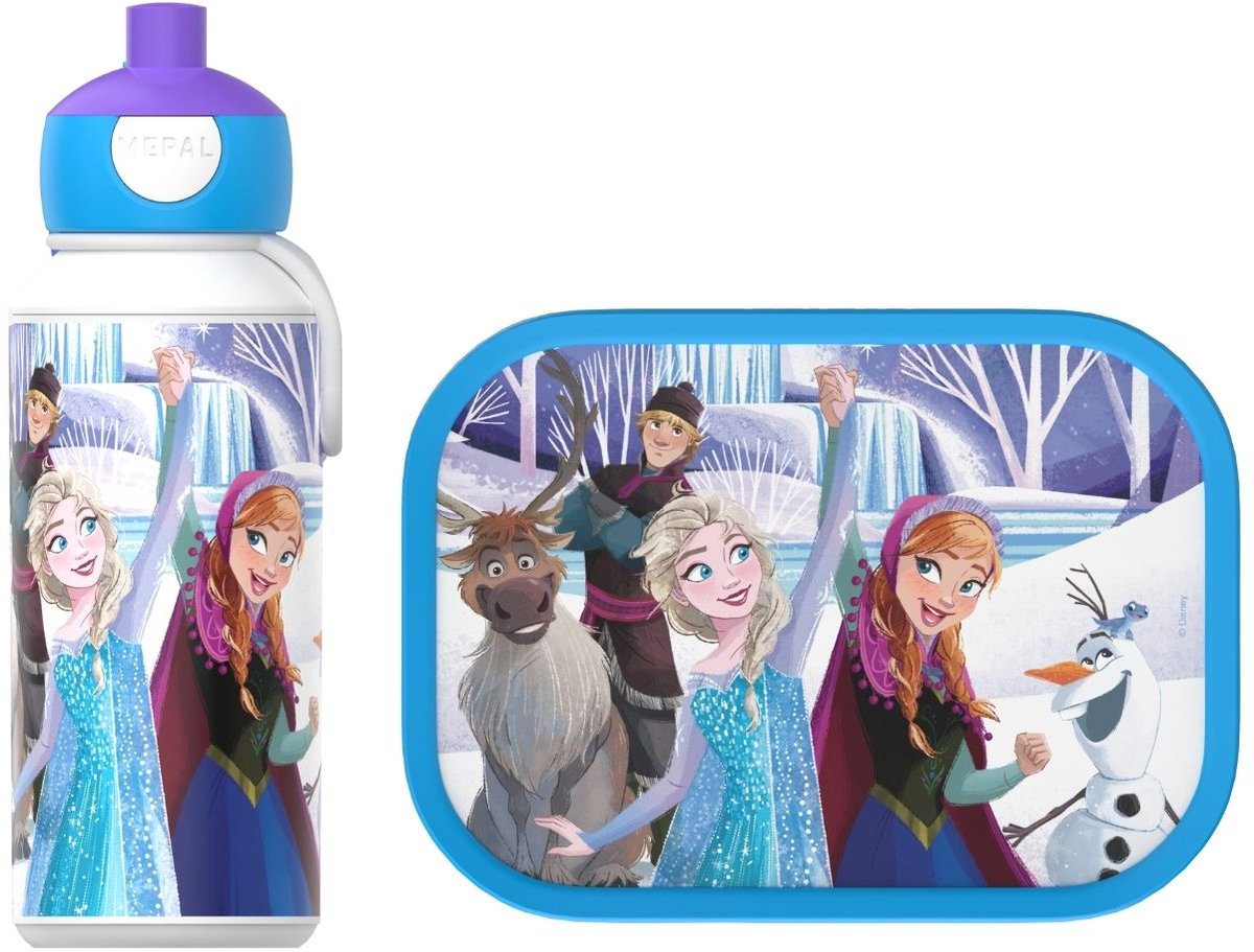 Mepal lunchset (pop-up fles lunchbox) campus - 400 + 750 ml - broodtrommel en drinkbeker voor kinderen - bento box - pop-up drinkfles - frozen friends