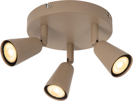 Lucide tiana - plafondspot (plafondlamp) - 3xgu10 (mr16) - taupe - essential