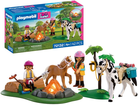Playmobil horses paarden speelset met kampvuur en accessoires - 72132.
