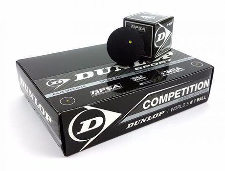 Dunlop competition squashballen gele stip - zwart - 12 stuks