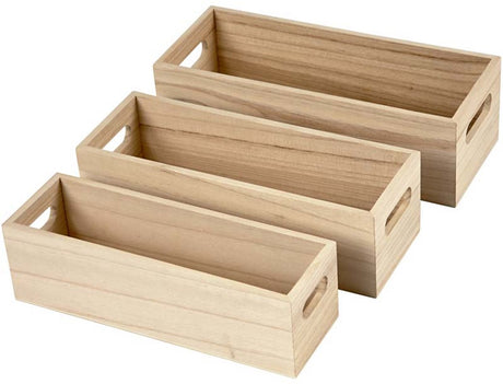 Creativ company houten opslagkratten set h:7,5-6,5 cm
