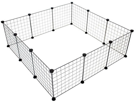 Duvo plus my home modulair verblijf - konijnenren voor binnen en buiten - uitbreidbare uitloopren - 107x107x35cm - zwart