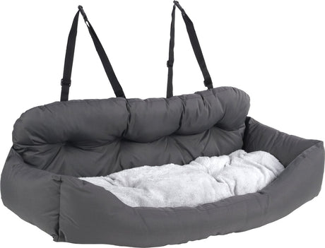 Flamingo autostoel hond – autostoel orlando grijs – 100x57x20cm – veilig comfortabel – voor achterbank xl