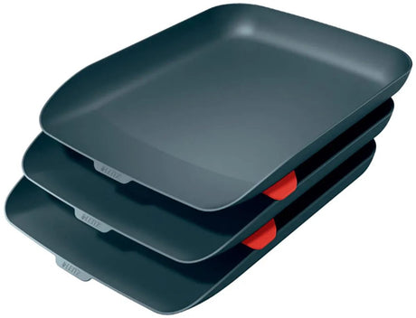 Leitz cosy set van 3 brievenbakken - brievenbakjes voor a4- en c4-formaten - ideaal voor thuiskantoor thuiswerken - fluweel grijs