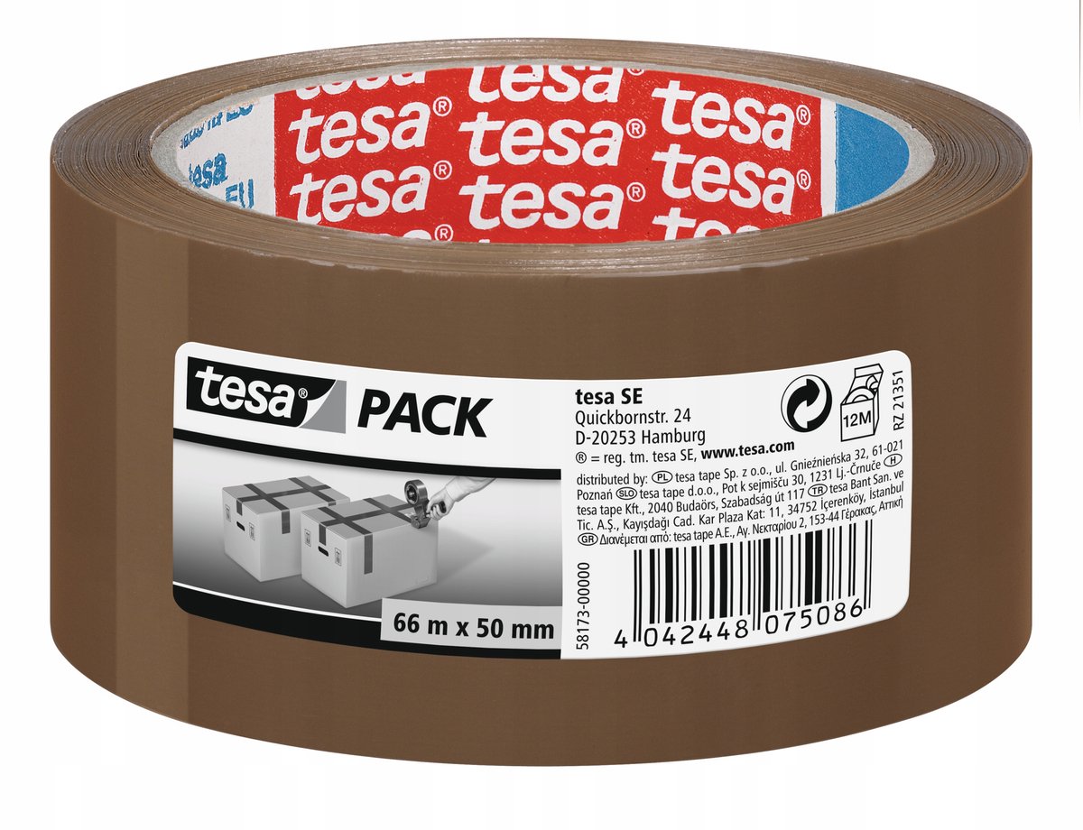 Tesa standard pakkingtape 66m x 50mm bruin - oplosvrij