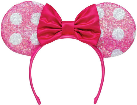 Disguise disney - minnie, minnie mouse hoofdband met pailletten en strikoren, roze, ã©ã©n maat, kind one size