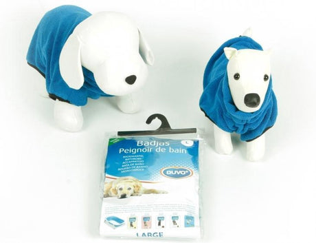 Duvo plus hondenbadjas microvezel - droogjas hond - snel drogend verstelbaar - ruglengte 58cm - blauw