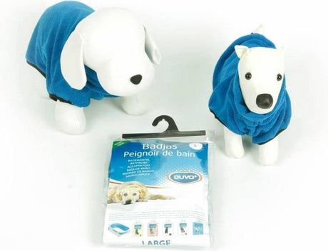 Duvo plus hondenbadjas microvezel - droogjas hond - snel drogend verstelbaar - ruglengte 40cm - blauw