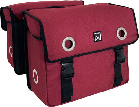 Willex dubbele fietstas - canvas - reflectie - 30 liter - universele bevestiging -rood