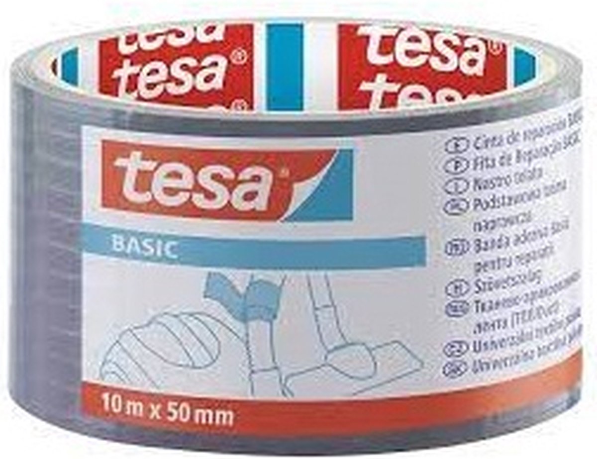 Tesa basis duct tape 10m x 5cm - grijs - reparatietape