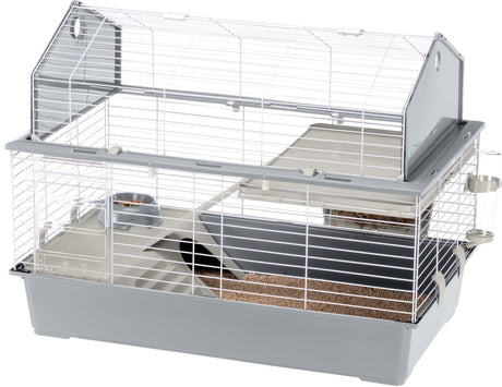 Ferplast konijnenkooi voor kleine huisdieren - openend dak - met accessoires en stickers - 96 x 57 x h 73 cm