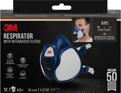 3m mondmasker met geã¯ntegreerde filters, herbruikbaar, biedt a1p2 ademhalingsbescherming