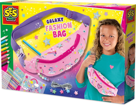 Ses creative galaxy fashion heuptasje - versieren met stickers - voor meisjes vanaf 5 jaar - heuptas versieren - schoencadeautjes sinterklaas