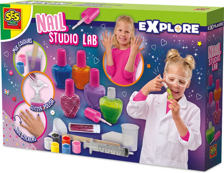 Ses creative studio lab zelf nagellak maken - 5 potjes - vanaf 8 jaar - experimenteerset - goed uitwasbaar - schoencadeautjes sinterklaas