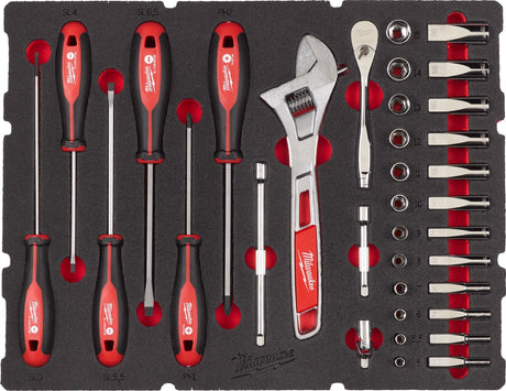 Milwaukee ¼˝ gereedschapset inclusief ratel in packout™ schuiminzetstuk - 35-delig - 4932480717
