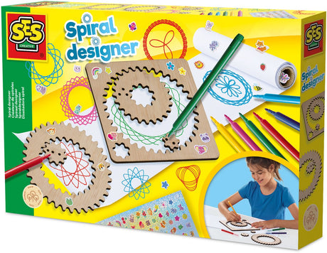 Ses creative houten spiraalontwerper - creatieve tekenset voor kinderen vanaf 5 jaar - maak meer dan 40 unieke spiralen met houten wielen - perfect voor jonge kunstenaars