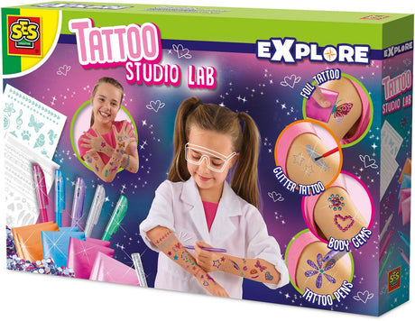 Ses creative studio lab zelf tattoos maken met 4 technieken - vanaf 5 jaar - experimenteerset - goed uitwasbaar - schoencadeautjes sinterklaas