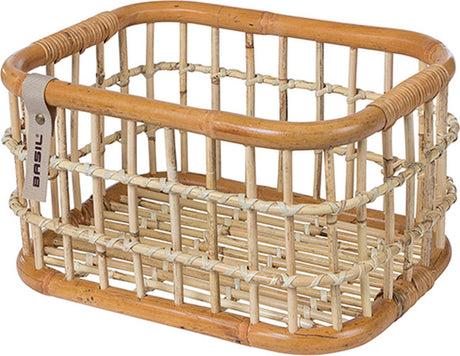 Basil Green Life - rotan fietsmand - medium - voorop natural bruin