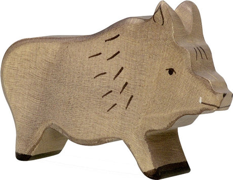 Holztiger bosdieren - wild zwijn - 12x3x8cm - houten figuur - handgemaakt