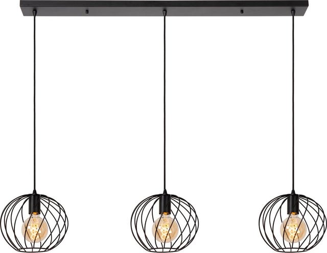 Lucide danza - hanglamp - 3xe27 - zwart