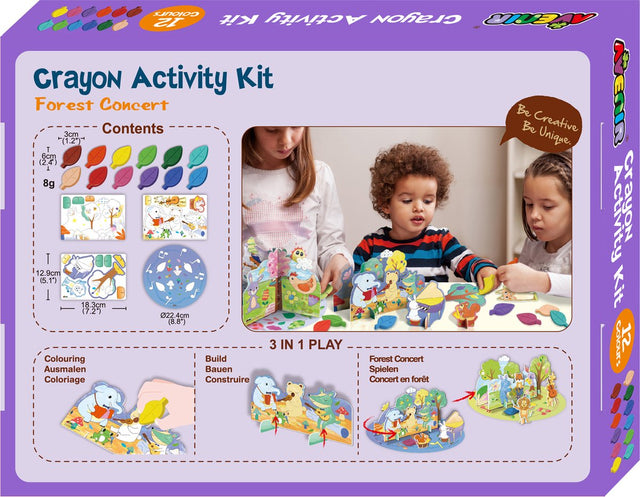 Avenir crayon activity kit - bos concert - 3 in 1 - kleuren-bouwen-spelen - 3 jaar