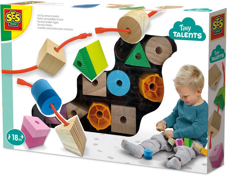 Ses creative tiny talents sensory kralen rijgen met 2 koorden - vanaf 18 maanden - baby speelgoed - motorische ontwikkeling - schoencadeautjes sinterklaas
