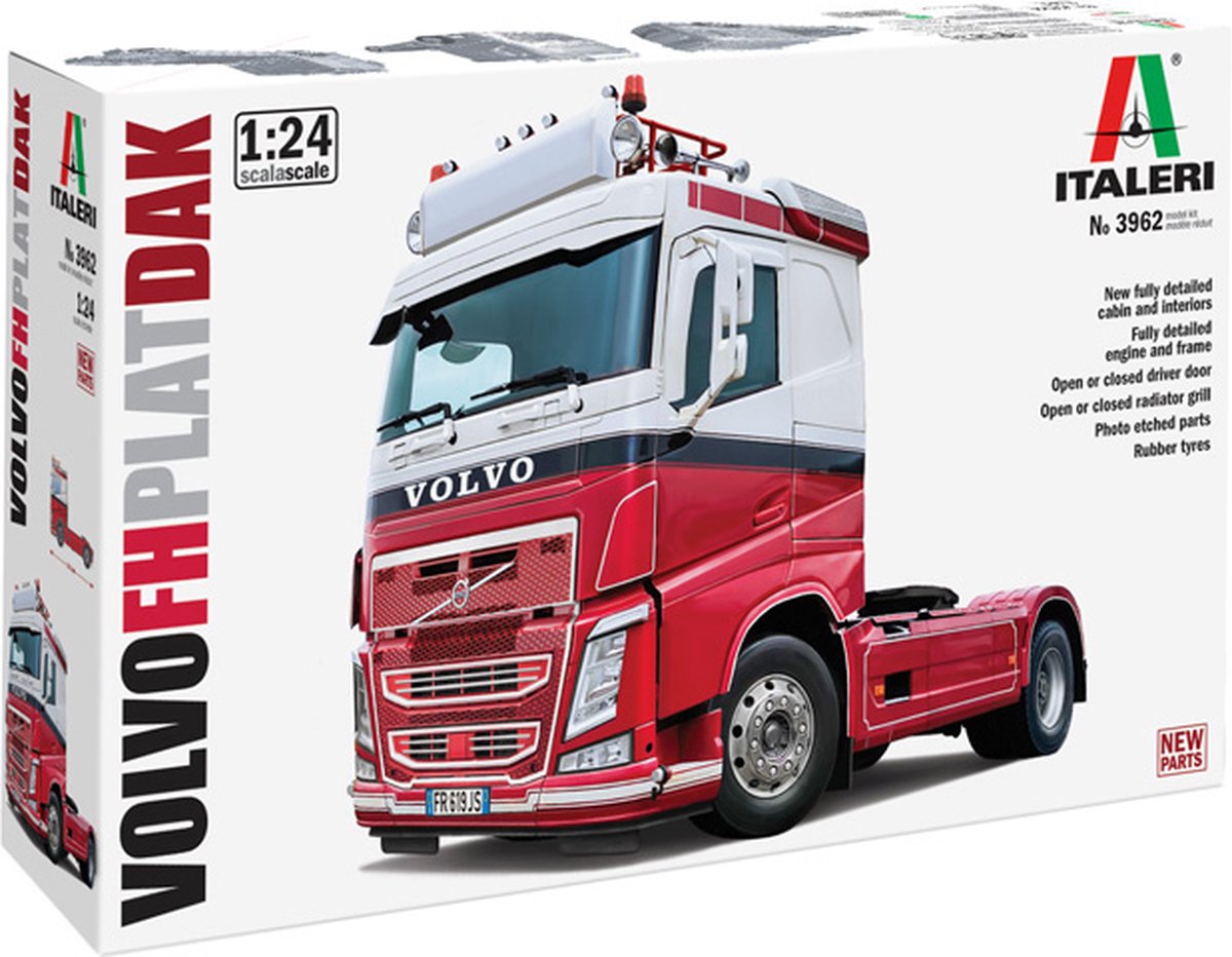 Italeri modelbouwpakket vrachtwagens - 3962 volvo fh4 truck 4x2 plat dak plastic - 1:24 - modelbouw