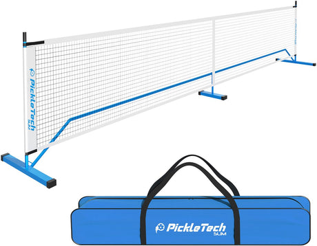 Ama sport slim pickleball net blauw – draagbaar compleet net set met tas – eenvoudig op te zetten –