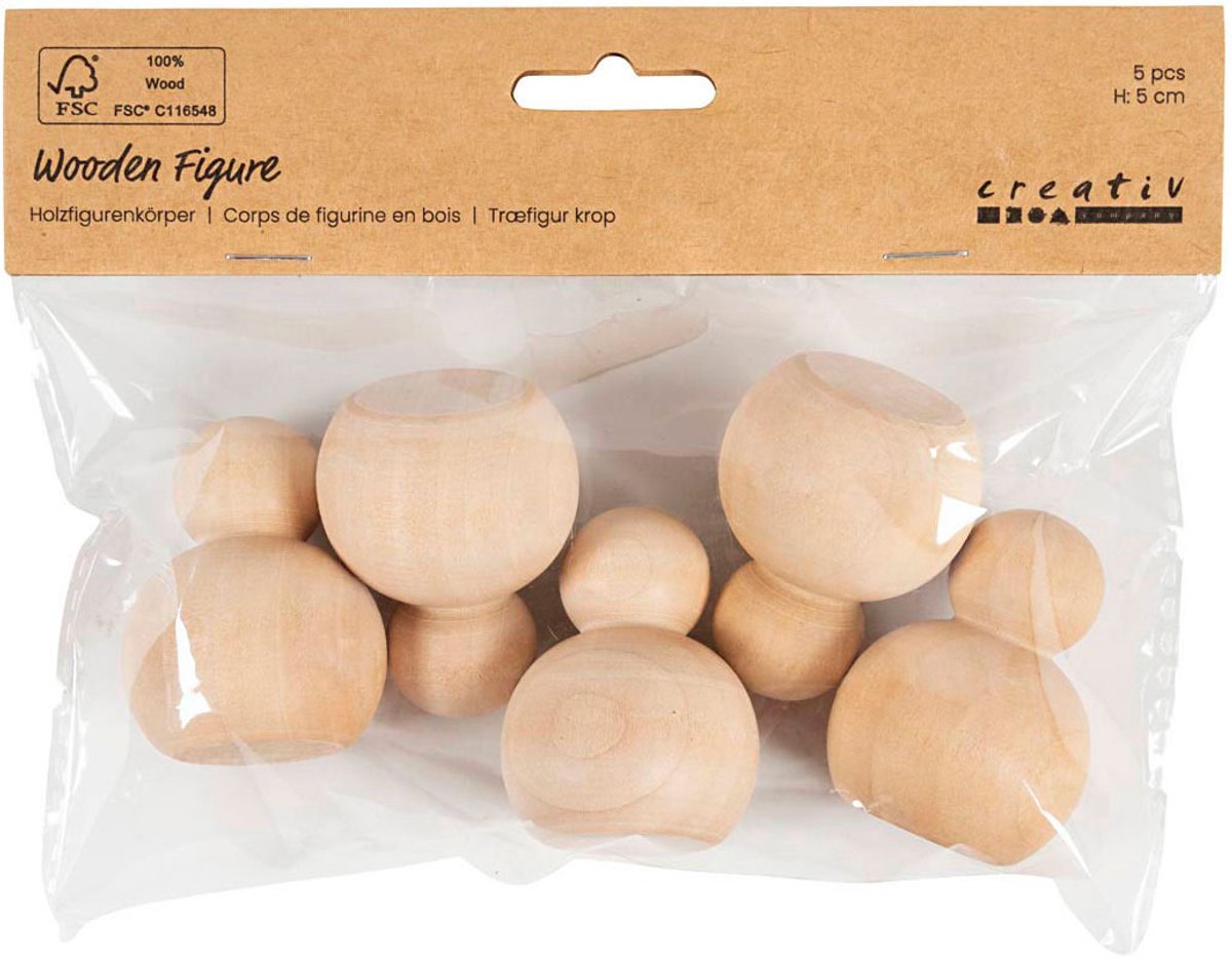 Creativ company houten vormen rond 5cm - 5st.