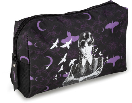 Lannoo graphics - wednesday etui cosmetic 21cm black purple wednesday