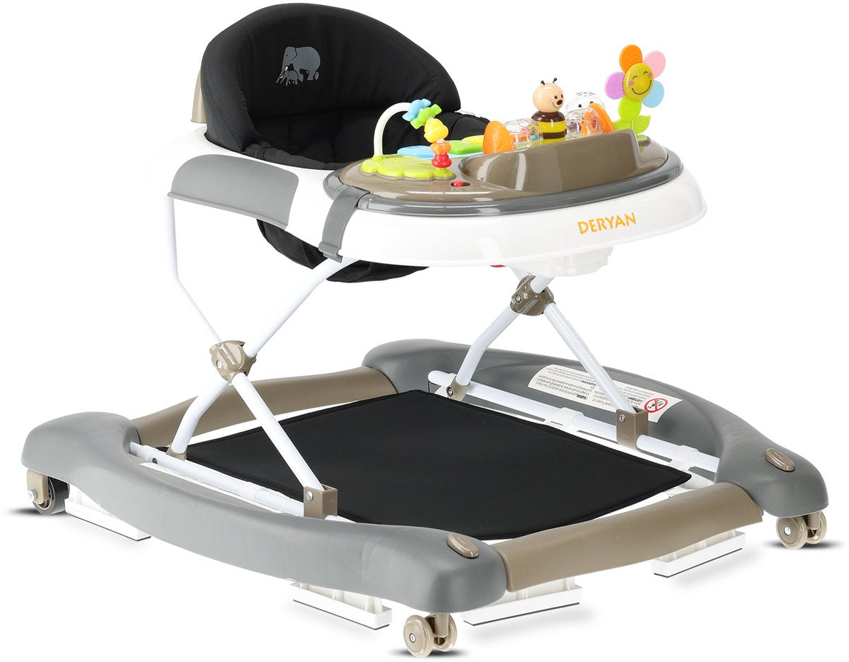 Deryan 4-in-1 loopstoel - met speelset - inklapbaar - bruin