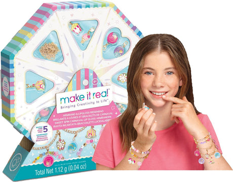 Make it real - sweet spin carnaval lipgloss armbanden set - maak 5 armbanden met lipgloss bedels