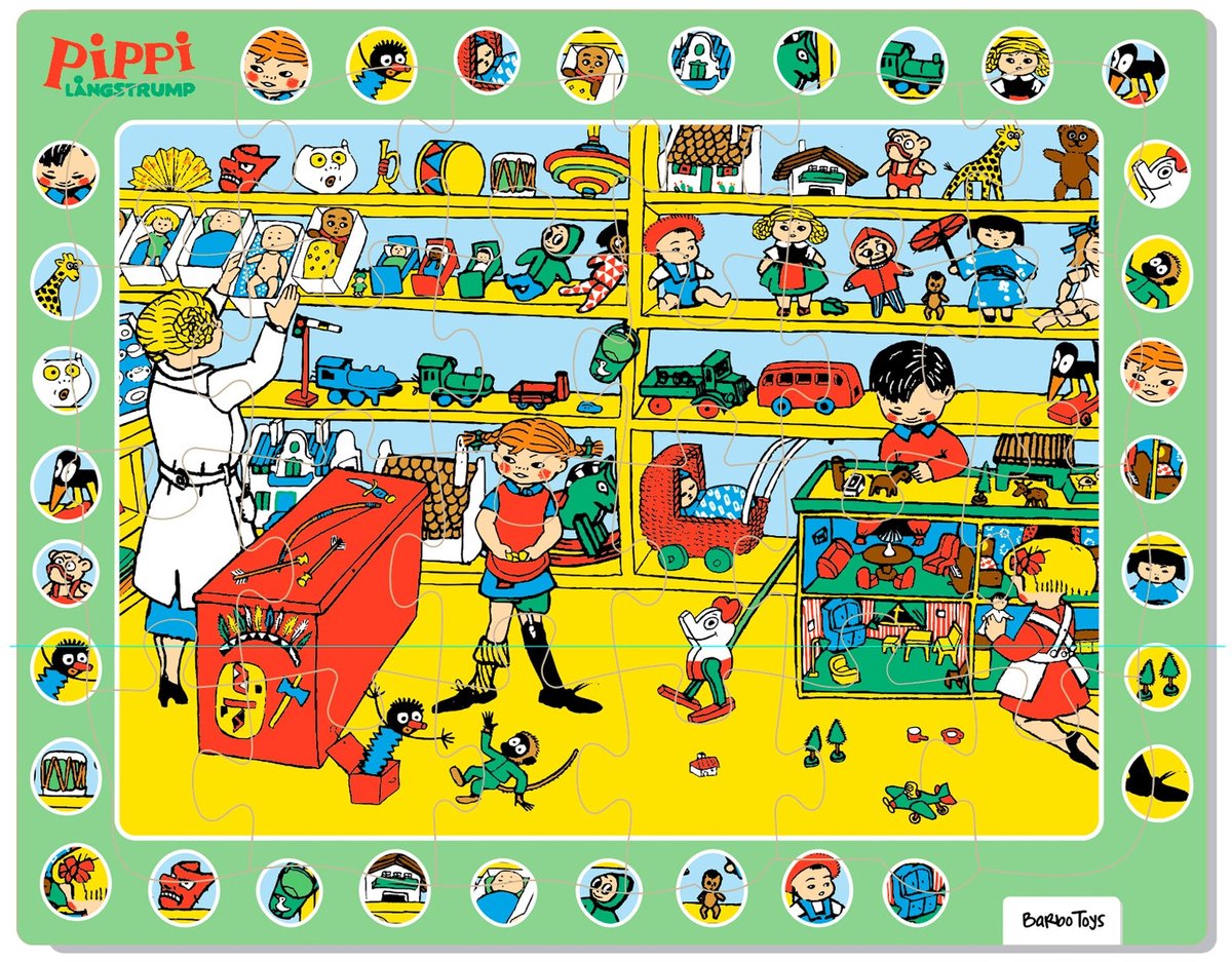 Barbo toys pippi langkous legpuzzel – 24 stukjes – karton – stripfiguren – vanaf 3 jaar