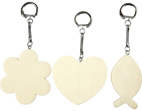 Creativ company houten sleutelhangers 12 stuks