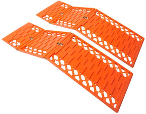 Proplus set van 2 auto rijplaten 60 x 17.5 x 30 cm – antislipmatten voor auto bij sneeuw modder en zand – opvouwbare tractiehulp – oranje