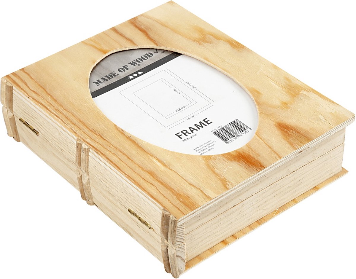 Creativ company houten doos boek met passepartout 21,7x18 cm