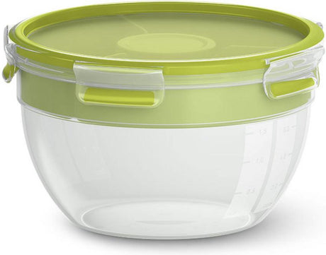 Emsa clip go food runde salatbox 2,6 l + 2 facher grun hermetischer aufbewahrungstransport n1071300