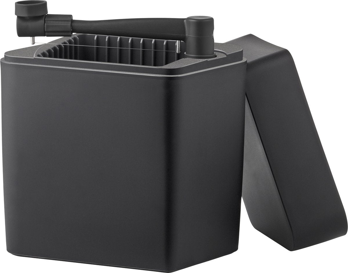 Rosti classic kaasdoos – kaasdoos met kaassnijder – kaasschaaf – oplosbare snijdraad – hygiënische opberging – kaasstolp – zwart – 16,5×10×19 cm