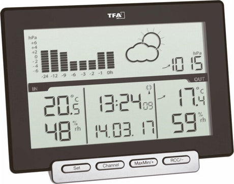 Tfa dostmann meteo sens 35.1139.01 draadloos weerstation verwachting voor 12 tot 24 uur aantal sensoren max.: 3