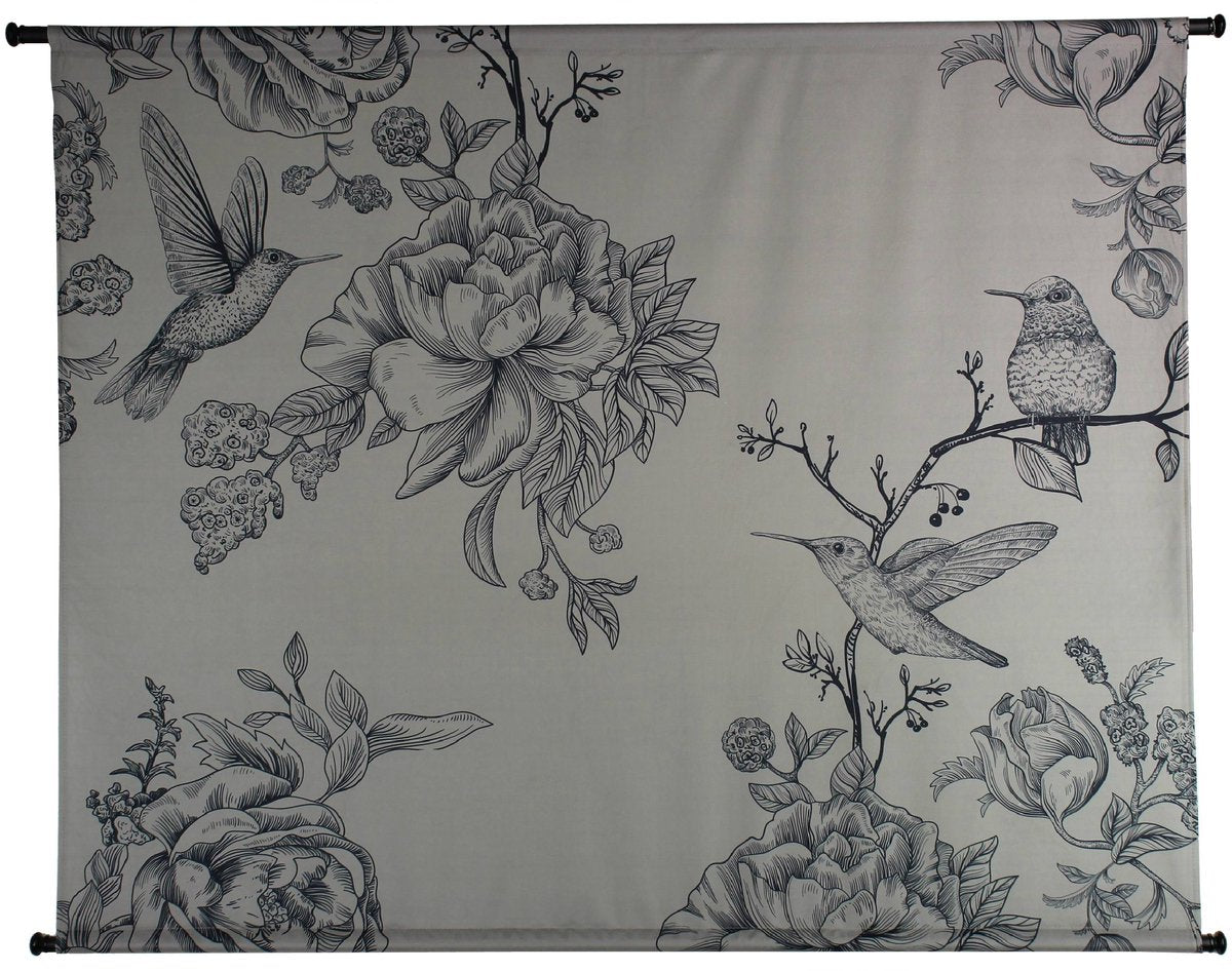 Hd collection wanddoek vogels grijs 145x3x110cm