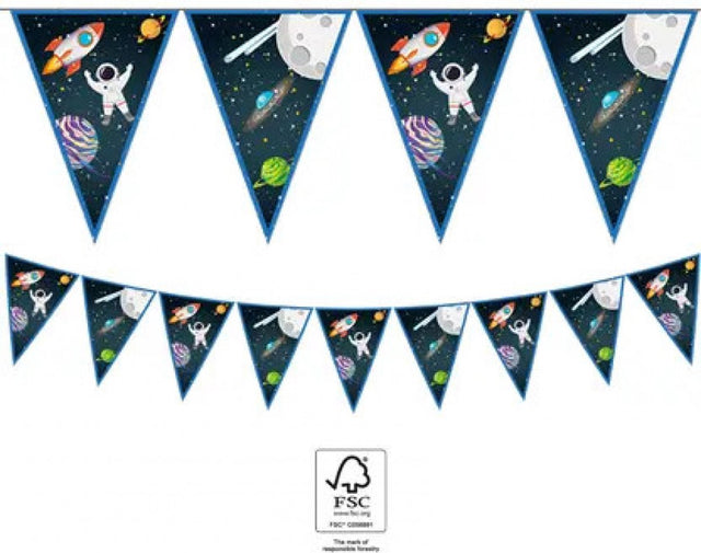 Globos papieren vlaggenlijn ruimte fsc raket decoratie 3 meter.