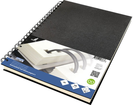 Kangaro dummyboek - a4 - zwart - met spiraal - 160 blanco pagina's - 140 grams - schetsblok - k-5307