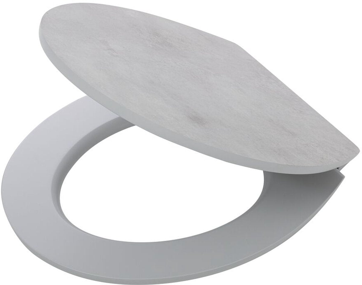 Tiger concrete - wc bril - toiletbril - softclose - betonlook - mdf - fsc - grijs