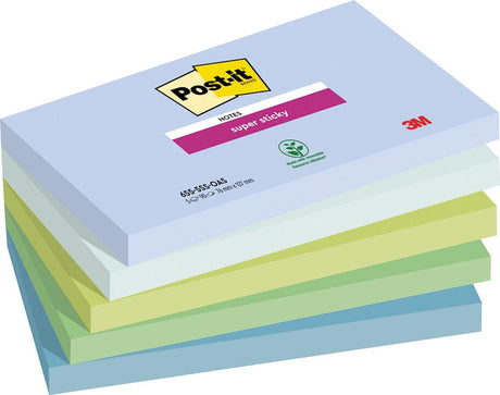 Post-it super sticky notes oasis | 90 vel | ft 76 x 127 mm | geassorteerde kleuren | pak van 5 blokken