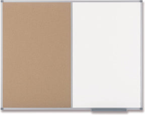 Nobo classic combi kurk staal notitiebord whiteboard memobord inclusief bevestigingsmateriaal - 900x600mm -wit natuurbruin