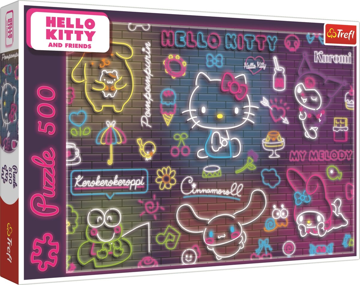 Trefl puzzel neon hello kitty - 500 stukjes - kleurrijk karton.