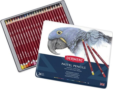 Derwent pastel potloden - assortiment in blik - 4mm - 24 stuks