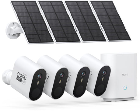 Aosu solarcam system max - 4 beveiligingscamera’s - 2k resolutie - zonne-energie - draadloos - 32gb